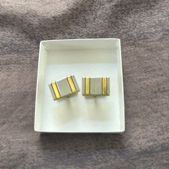 Gold and silver tone stainless steel cuff links. Excellent condition! - Picture 4 of 5